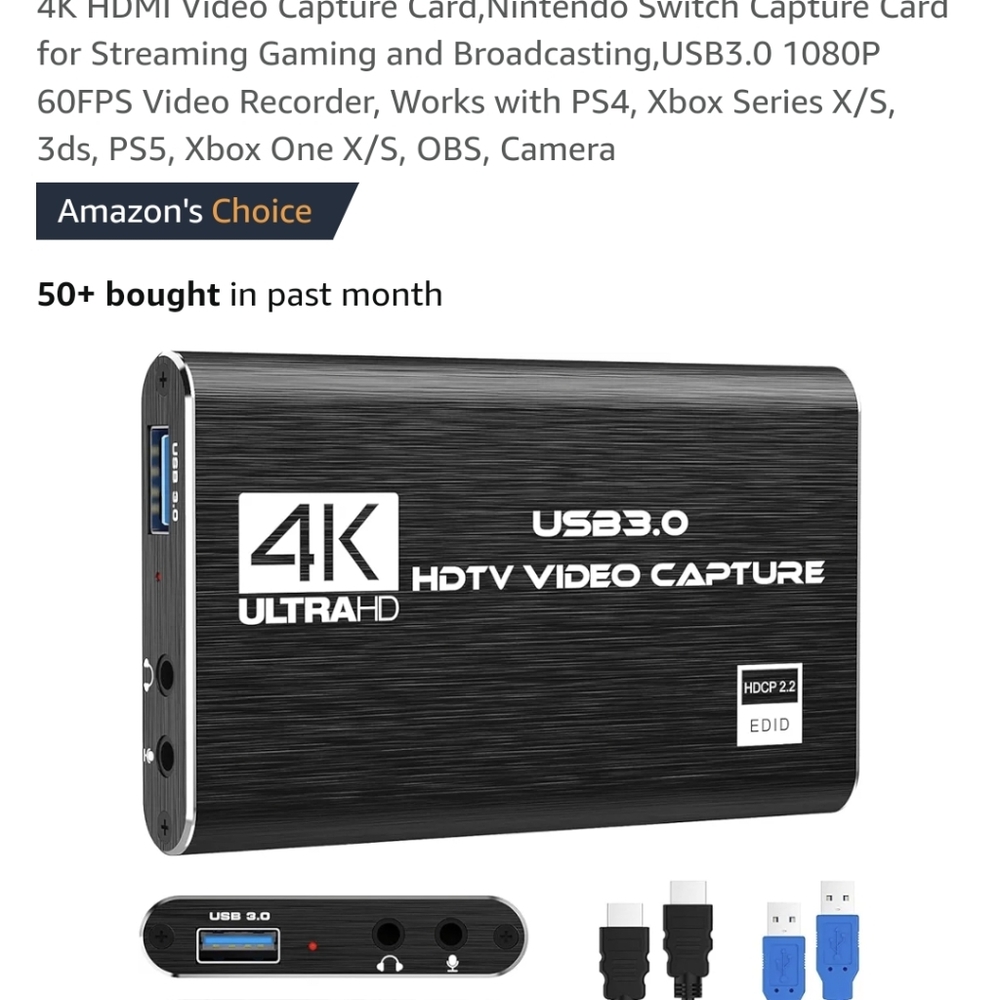 NEW!  4k HDMI 3.0 USB Video Capture  Box Card